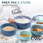 COOK WITH COLOR Prep Bowls with Lids- Wide and Deep Nesting Plastic Small Mixing Bowl Set with Lids, 12 Piece Set - Wide Bowls, Blue