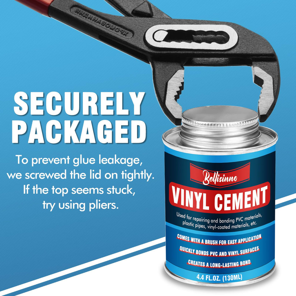 Vinyl Cement, Vinyl Glue for Inflatables, Waterproof Adhesive, High Strength PVC Cement for a Variety of Pool Liners, Tarps, Hot Tubs, Air Mattresses (4.4 oz.)