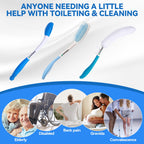 Wefaner Toilet Aids Set for Wiping - Long Handle Butt Wiper, Anti-Slip Curved Handle Bath Body Brush and Curve Hair Brush for People Overweight, Elderly and Disabled People（3PCS Personal Hygiene Kit)