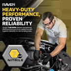 Raven Powder Free Nitrile Disposable Gloves | 7 Mil - Sm | Latex Free, Chemical + Puncture Resistant, Textured Grip, Single Use | for Automotive, Industrial, Janitorial, MRO, Food Service | 66516