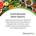 NaturesPlus Hema-Plex Iron - 60 Slow-Release Tablets - 85 mg Chelated Iron - Total Blood Health - With Vitamin C & Bioflavonoids - Non GMO, Vegetarian & Gluten Free - 60 Servings
