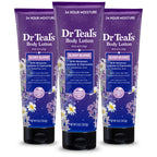 Dr Teal's Sleep Body Lotion, 24-Hour Moisture, with Melatonin, Lavender & Chamomile Essential Oils, 8 fl oz (Pack of 3)
