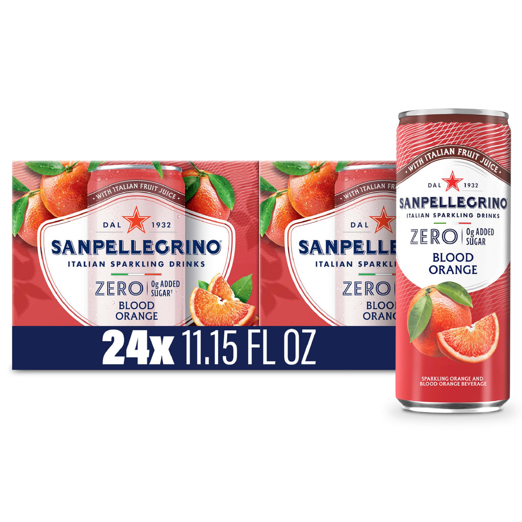 Sanpellegrino Zero Sugar Blood Orange Sparkling Soda, 24 Pack
