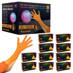 Raxwell Powder-Free Nitrile Gloves - Diamond-Textured Work Gloves - Touchscreen-Compatible Disposable Glove - Small, Orange, Pack of 1000