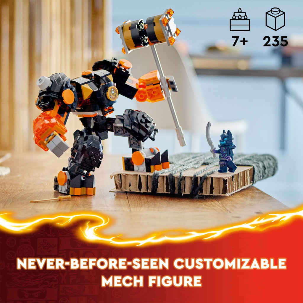 LEGO NINJAGO Cole’s Elemental Earth Mech Mini Ninja Toy, Customizable Action Figure Adventure Toy with Cole and Wolf Warrior Minifigures, Ninja Gift for Boys, Girls and Kids Ages 7 and Up, 71806