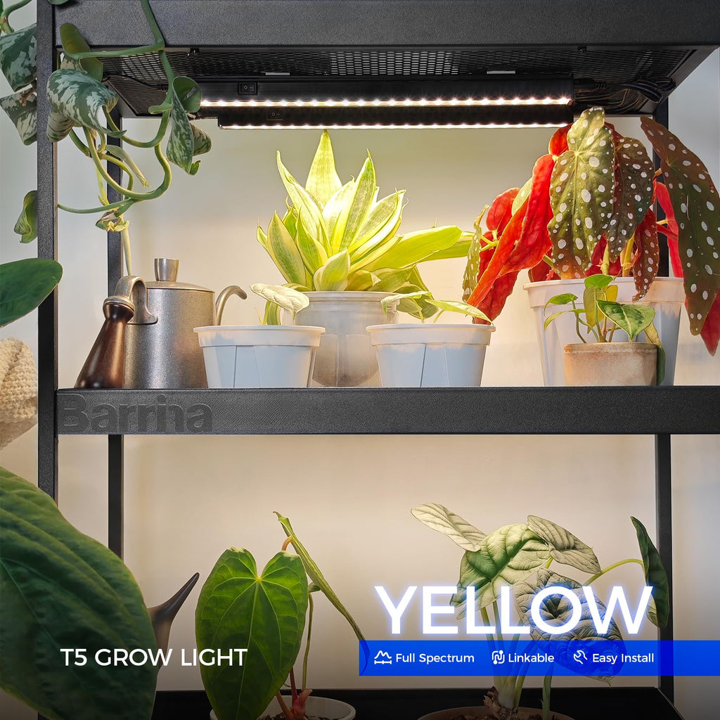 Barrina Grow Lights for Indoor Plant, T5 1FT Full Spectrum, Yellow, 4 Packs