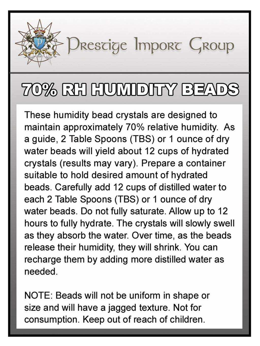 Prestige Import Group Hydrosource CLP Crystal Gel Humidification Beads for Humidors - 1 Pound (2 x 8oz Bags)