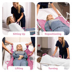 Improvia Positioning Bed Pad, with 8 Reinforced Handles, Quick-Drying, Washable, Waterproof, for Lifting, Turning, Transfering, Elderly and Incontinence Patients (Pink, 34" x 52" - Pack of 1)