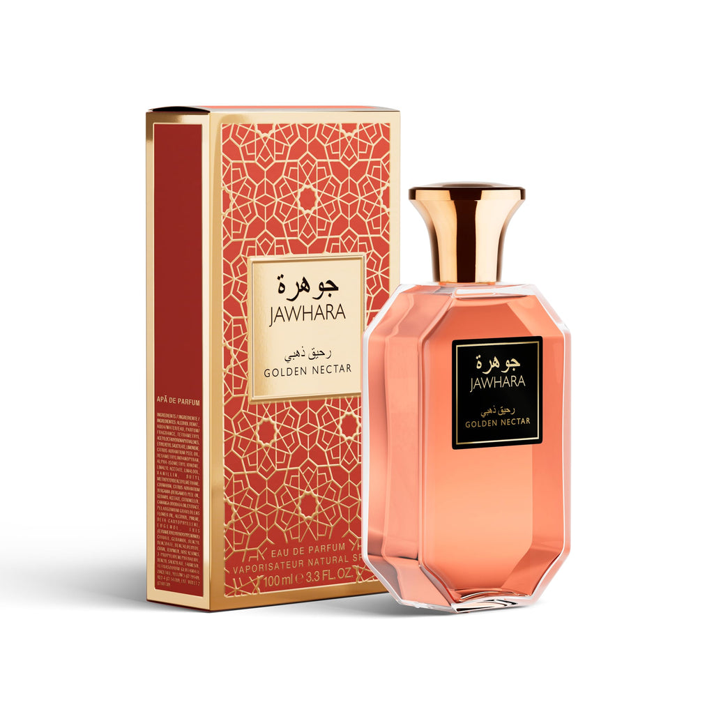 Jawhara Golden Nectar | Ambery White Eau de Parfum 3.3 fl oz | Notes of Bergamot, Vanilla Flower, Ylang-Ylang and Musk | Long Lasting | Everyday Wear | Travel Size