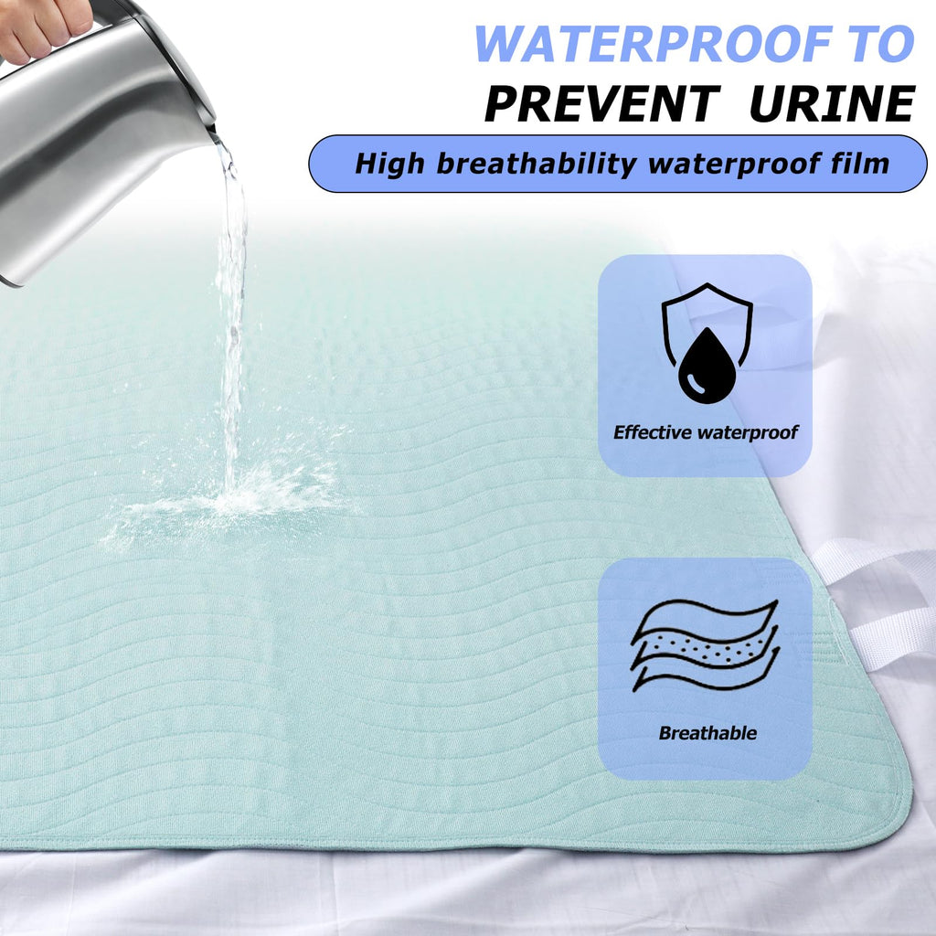 2 Pack Bed Pads for Incontinence Washable Positioning Bed Pad with Handles, Reusable Underpads Absorbent with 4-Layer Waterproof Underpads for Incontinence, Elderly Bedridden (34×36 Inch - 2 Pack)