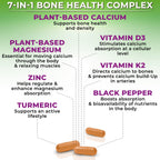 Plant-Based Calcium 600mg (Aquamin) – Vegan Calcium Magnesium Zinc D3 with Vitamin K2 & Organic Turmeric – Enhanced Bone and Muscle Health & Strength, Immune Support for Women & Men - 90 Count