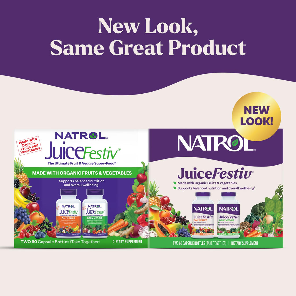 Natrol JuiceFestiv, Vitamins and Supplements for Nutrition & Well-Being, Antioxidants for Cellular Health, 60 Capsules (2-Count), Up to a 30 Day Supply