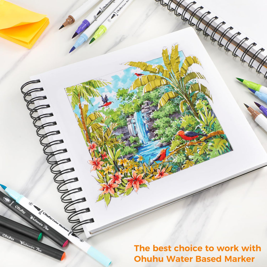 Ohuhu 8.3"x8.3" Mix Media Pad Art Sketchbook 62 Sheets for Painting Drawing