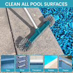 20” Pool Brush Head with Round Ends, Nylon Bristles, Extra Wide Plastic Pool Scrubber Brush for Cleaning Swimming Pool Walls, Steps & Corners Faster, Safe for Vinyl Liner(No Pole)