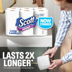 Scott 1000 Toilet Paper, 8 Rolls, Septic-Safe, 1-Ply Toilet Tissue