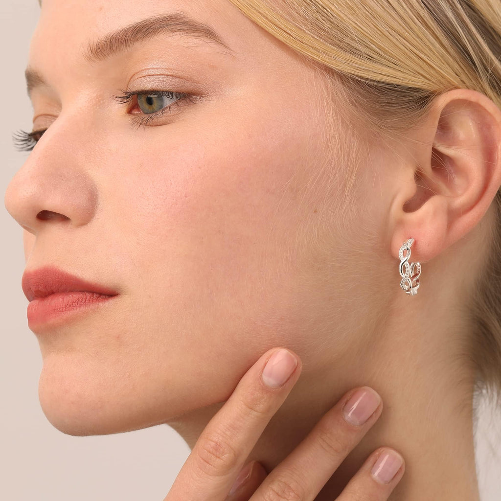 S925 Sterling Silver Hoop Earrings for Women Hypoallergenic Twisted Hoops