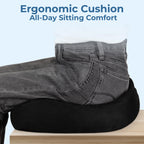 5 STARS UNITED Seat Cushion - Memory Foam Chair Cushion for Tailbone Pain Relief - Ergonomic Support for Coccyx, Sciatica & Butt - Office, Desk & Gaming Chair, Car Seat, Wheelchair, Black Suede