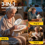 2500mAh Magnifying Glass with Light, 5X/10X Hands Free Magnifier for Reading, Sewing, Knitting, Cross Stitch & Crafts, Lighted Magnifier for Seniors & Low Vision