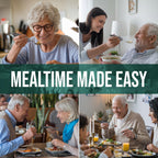 BUNMO Adaptive Utensils for Elderly, Tremors & Weak Hand Grips – 4pc Lightweight Assistive Silverware Set with Foam Easy Grip Handles – Discreet Canvas Travel Wrap – Dishwasher Safe