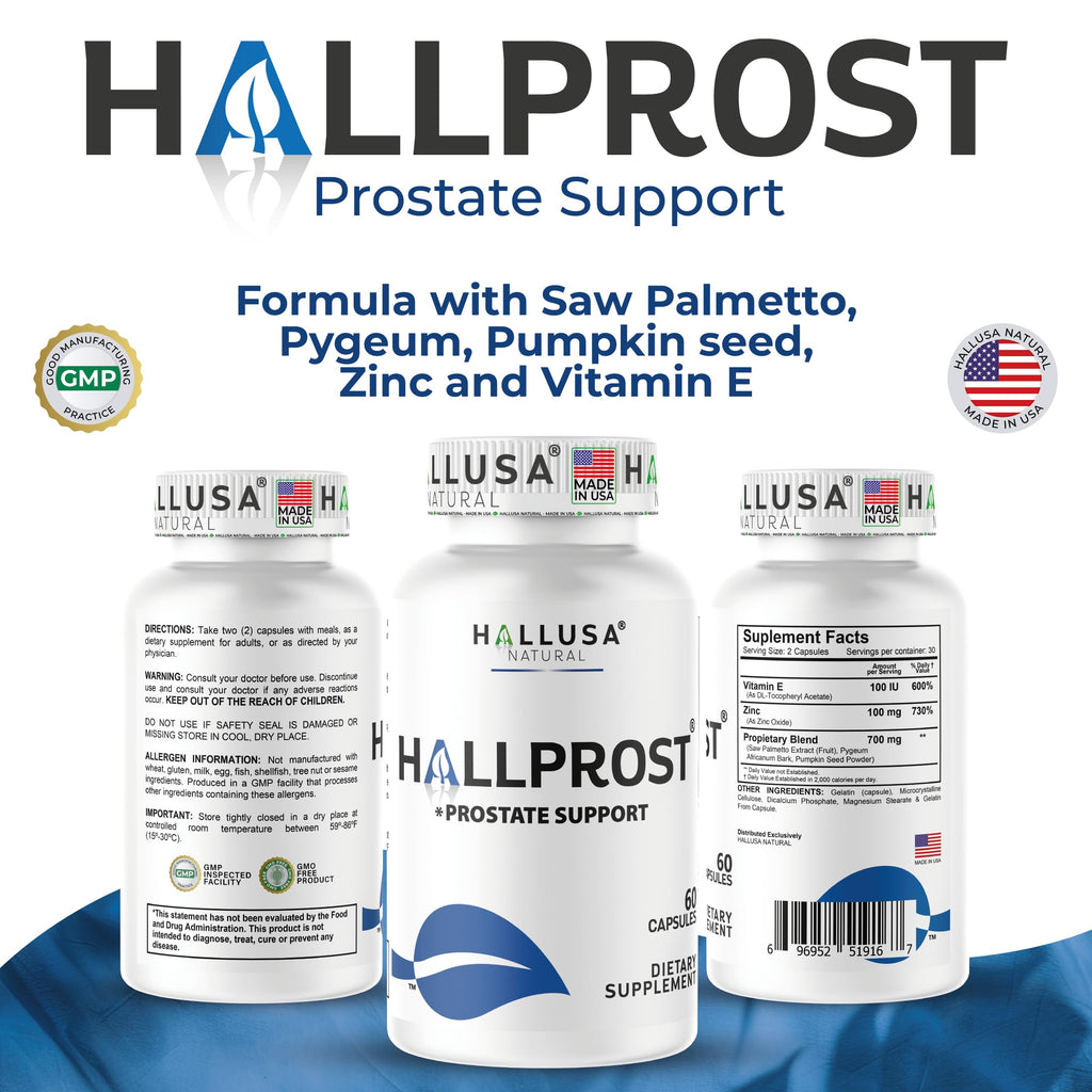 Hallusa Natural Próstata Inflamada - Prostatitis - Pastillas para la próstata - HALLPROST 60 CAPSULAS