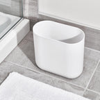 iDesign Small Slim Plastic Bathroom Trash Can, White