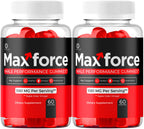 (2 Pack) Max Force Gummies - Official Max Force Gummys with All Natural Ingredients, Advanced MaxForce Maximum Strength Formula for Wellness & Overall Health Support, 120 Gummies for 2 Months