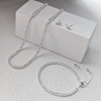 LULII Tennis Necklace Set for Women Dainty Sterling Silver Necklace and Earring Sets Diamond Stud Earrings Tennis Bracelets Wedding Jewelry for Bride Silver Jewelry Sets for Women Gift