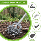 KLDOLLAR Rotary Cultivator, Hand Tiller Garden Tool with Sturdy Metal Tines