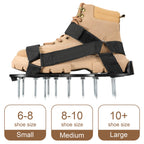 rosgel Lawn Aerator Shoes Pre-Assembled - 26 Heavy Duty Steel Spikes (2.4"), Stainless Steel Base Plate, Adjustable Metal Buckle Straps - Walk Behind Grass Aerator Sandals for Yard Lawn Care