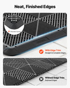 VEVOR Transition Edge Kit, 11-Piece, Durable PP Interlocking Modular Garage Floor Edging, Easy Installation, Only Compatible with VEVOR Drainage Mats, Black，Female