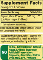 Spring Valley Maca Root 500mg Capsules, Organic Maca Root for Women and Men + VLS Sticker.