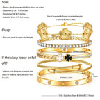 Camhanno Gold Bangle Bracelets for Women - Stainless Steel Stackable Bangles Non-Tarnish Clover Lucky Charm Bracelets, Trendy Gift for Girlfriend/Wife on Christmas Valentine’s Birthday