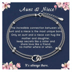 Aunt and Niece Bracelet, Interlocking Circles, Stainless Steel Gift Set
