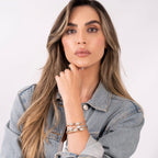 Barzel 18K Gold Plated Crystal Cable Bangle Bracelet For Women - Cuff Bangle Bracelet (Rose Gold)
