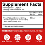 Utiva Cranberry PACs – Clinically Studied Ingredients 36mg PACs for UTI Avoidance - Supplement for Urinary Tract Health for Women and Men – Cranberry Extract Pills for Bladder Health, 90 Vegi Capsules
