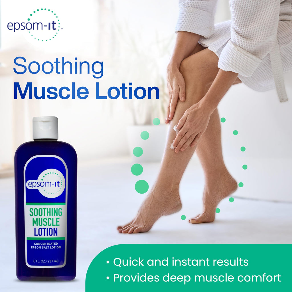 EPSOM-IT Soothing Muscle Lotion - Epsom Salt Magnesium Sulfate Cream Arnica for Muscle Stiffness, Topical Magnesium Lotion, Providing Comfort for Legs, Knee and Feet, 8.0 oz., 2-Pack