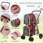 HAPPAWS Dog Stroller with 2 Detachable Carrier, Pet Stroller for Small Medium Dogs Cats, Jogger/Travel/Camping, 4-in-1 Doggy Pet Carrier, Carrier Strolling Cart with Lockable Wheels (Light Pink)