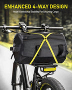 4 Pack 4 Way Flat Adjustable Bungee Cords with Hooks, Easy to Adjust The 4 Sides Length, Lucky Straps 30 Inch Black/Yellow Heavy Duty Tack Strap for Bike, Motorcycle, Roof Rack, Kayak, Cargo, etc