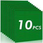Pokiiulk Classic Baseplates Building Plates-Pack of 10 Large 10" x 10" Building Bricks,Compatible with All Major Brands,Perfect STEM Gift for Builders Age 3+ (Green)