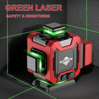 WEIDDW Laser Level with Tripod, Self Leveling Laser Level 4x360°, Green Line Laser 4D Laser Leveler Tool with 2Pcs Lithium Batteries for Picture Hanging, Tile, Home Renovation(SizeX)