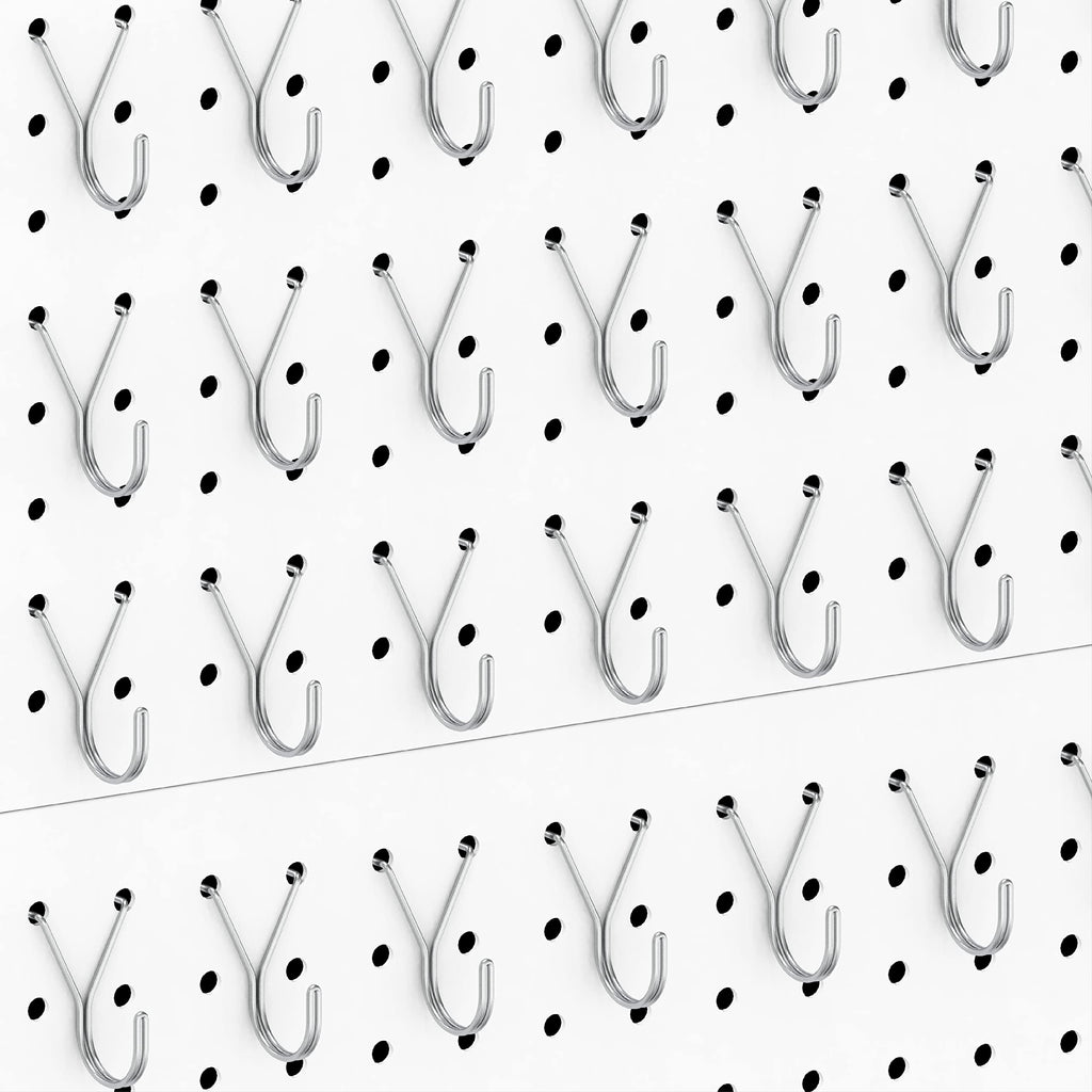 HUHOLE 80 Pack Pegboard Hooks J-Hook – 1 Inch Silver J Hooks for Pegboard – Heavy Duty Peg Board Hooks for Hanging Jewelry, Keys, Retail Items & Small Tools – Fits 1/8” & 3/16” Pegboards