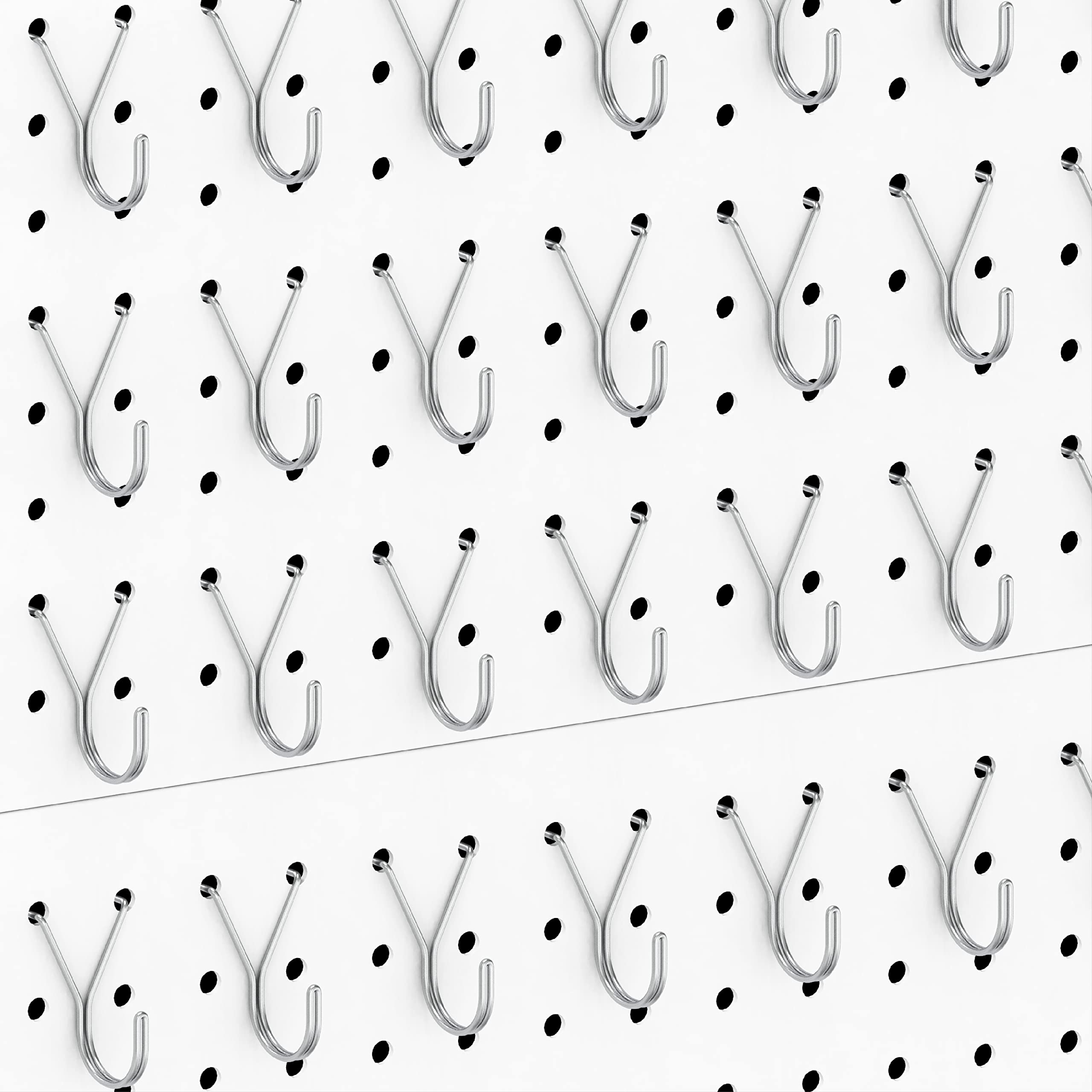 HUHOLE 80 Pack Pegboard Hooks J-Hook – 1 Inch Silver J Hooks for Pegboard – Heavy Duty Peg Board Hooks for Hanging Jewelry, Keys, Retail Items & Small Tools – Fits 1/8” & 3/16” Pegboards