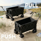 SUNNYFEEL 550LBS Push Pull Foldable Wagon with Tailgate & Big Wheels