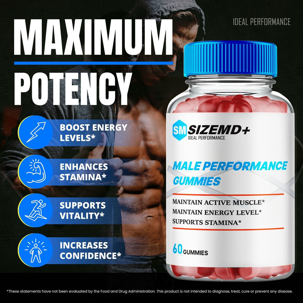 SizeMD+ Gummies, Official SizeMD + Gummies for Men - Maximum Strength Performance, All Natural Support Overall Health & Wellness, SizeMD Advanced Formula Support Gummy Reviews (1 Pack)