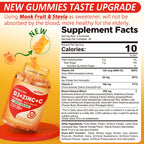 Sugar Free Vitamin C + D3 + Zinc Gummies for Adults 50 +, 9 in 1 Immune Defense Supplement with D3 5000IU, Elderberry, Echinacea, Mullein Leaf for Boost Immunity, Power Antioxidant, Vegan (Pack of 2)