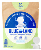BLUELAND 100% Plastic-Free Laundry Detergent Tablets, 60ct, Free & Clear