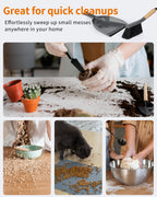 MR.SIGA Dustpan and Brush Set, Portable Cleaning Brush and Dustpan Combo with Bamboo Handle, Gray, 1 Set