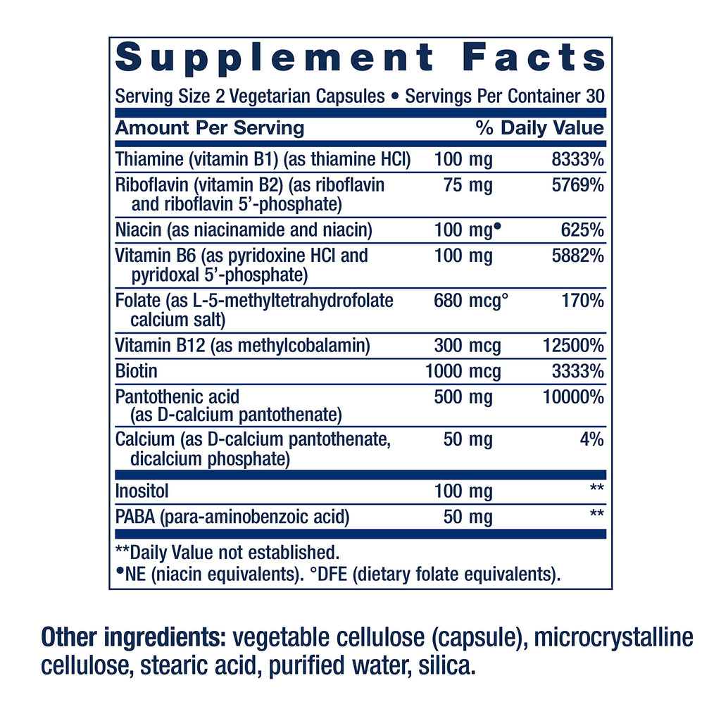 Life Extension Bioactive Complete B-Complex, Heart, Brain and Nerve Support, Healthy Energy, Metabolism, Complete B Complex, 60 Vegetarian Capsules (Pack of 2)