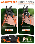 VOTREK 8.5" Garden Shears, Unique Stepless Handle Opening for All Hand Size