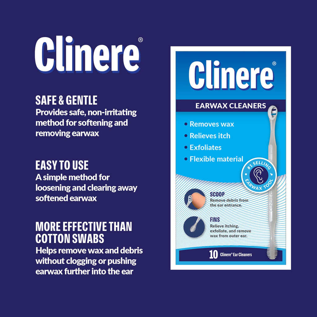 Clinere Ear Cleaners, Gentle Canal Cleaning and Ear Wax Removal Tool, Itch Relief, Exfoliates, 36 Count (Pack of 2)